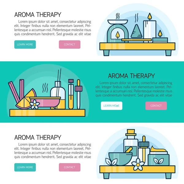 Векторный горизонтальный состав с элементами ароматерапии . — стоковый вектор