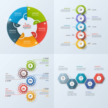 4 iş Infographic şablonunun 5 adım ile ayarla