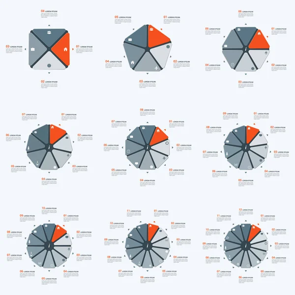 A sokszög infographic temlates 4-12 lehetőségek. — Stock Vector