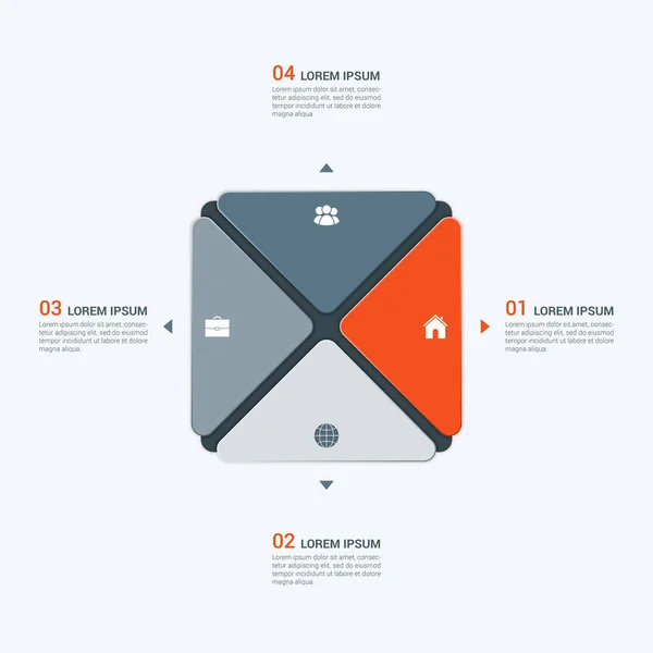 Vector infographic sjabloon met vierkant 4 opties — Stockvector