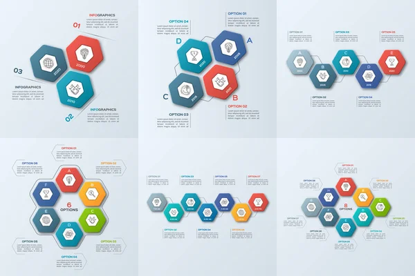 Ensemble de modèles d'infographie d'entreprise avec 3-8 étapes — Image vectorielle