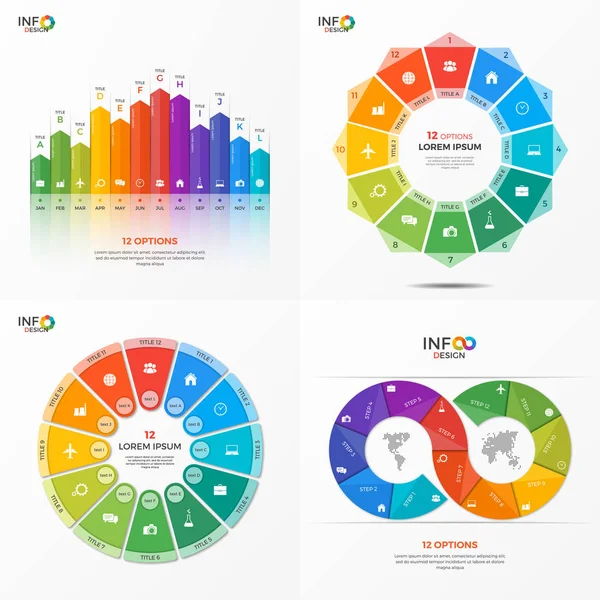 Sada vektorový infographic 12 možnosti šablon — Stockový vektor