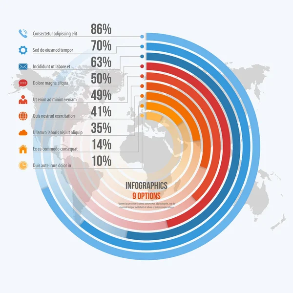 Vector sjabloon voor cirkel informatieve infographics met 9 opties — Stockvector