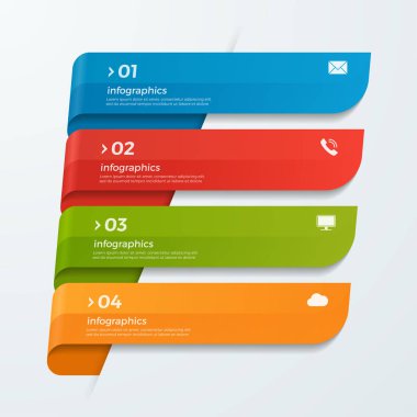 Okları 4 seçenekleri Infographic şablon şeritler afiş