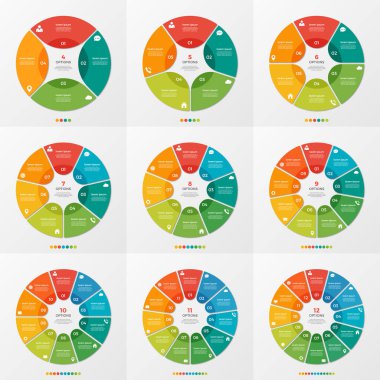 4-12 daire grafiği Infographic Şablonlar / ayarla 