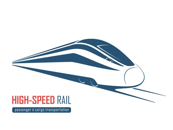 Emblème ferroviaire moderne à grande vitesse, icône, étiquette, silhouette . — Image vectorielle