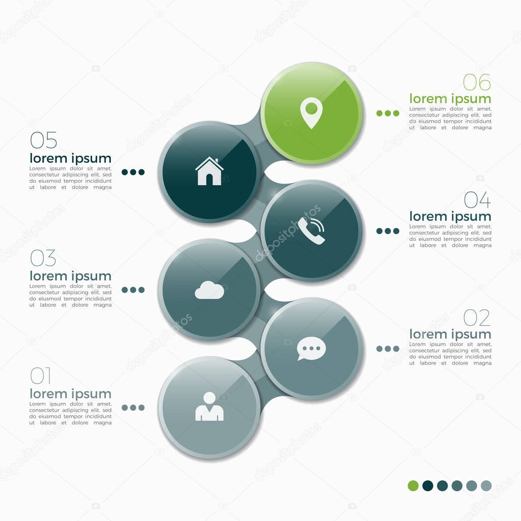 Vector 6 option infographic design with ellipses 