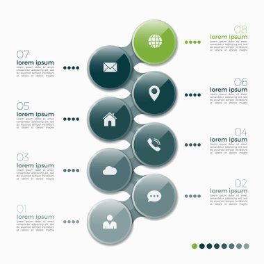 Vektör 8 seçeneği Infographic tasarımı ile elips 
