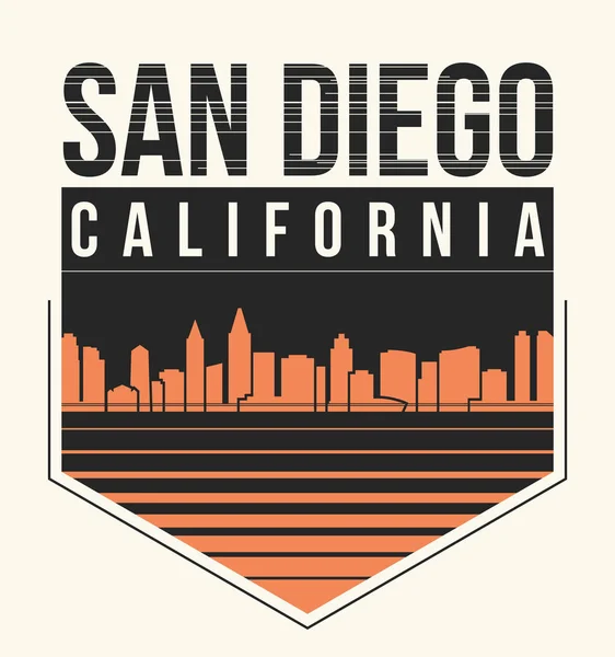 San Diego grafikai, design póló, póló nyomtatás, tipográfia, jelkép. — Stock Vector