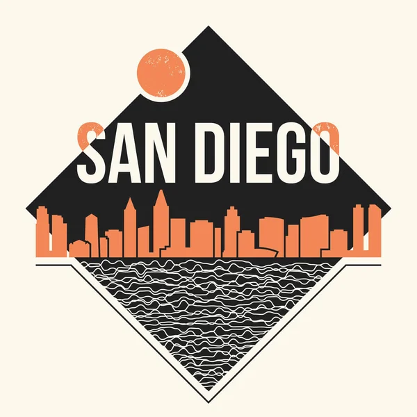 San Diego graficzny, projekt koszulki, drukowanie tee, typografia, godło — Wektor stockowy