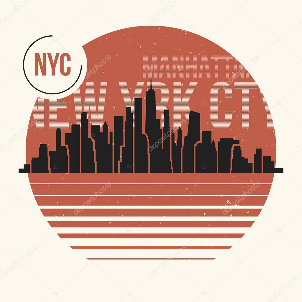 New York City graphic, t-shirt design, tee print, typography, emblem.