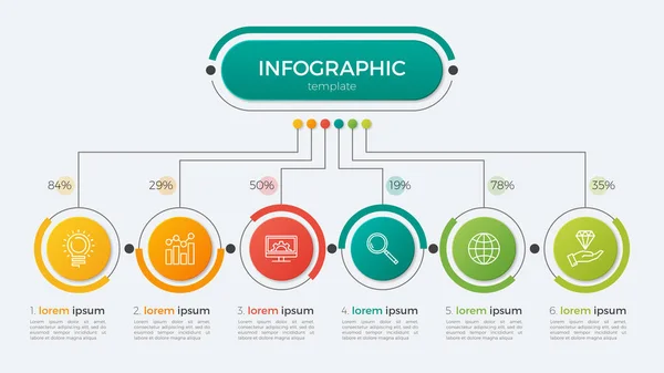 Presentatie business infographic template met 6 opties. — Stockvector
