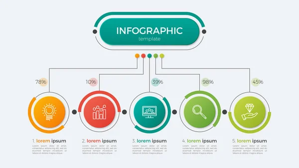 Präsentation Geschäftsinfografik Vorlage mit 5 Optionen. — Stockvektor