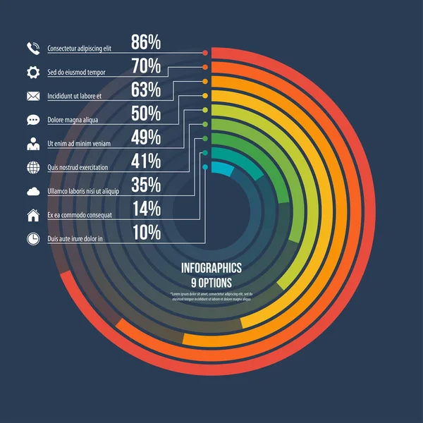 Cirkel informatieve infographic sjabloon 9 opties — Stockvector