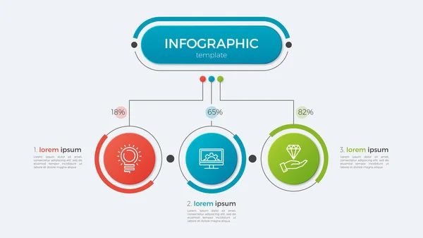 Presentazione business infografica modello con 3 opzioni. — Vettoriale Stock