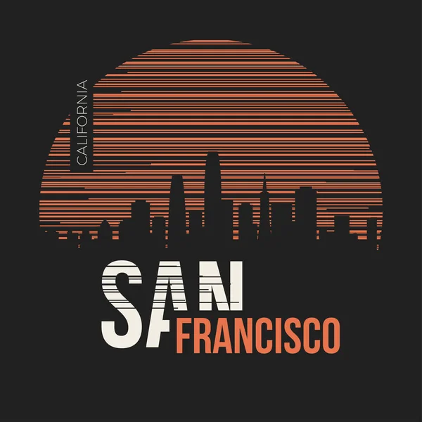 San Francisco, t-shirt vormgeving, tee afdrukken, typografie, — Stockvector
