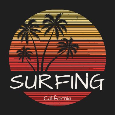 Sörf california tee palmiye ağaçları ile yazdırma
