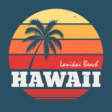 Hawaii Lanikai beach tee palmiye ağacı ile yazdırma