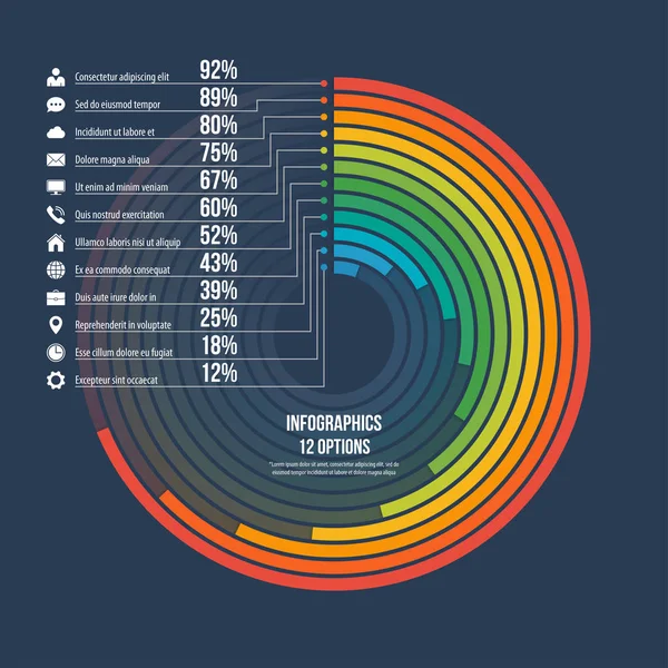 Informatieve infographic cirkel 12 Grafiekopties. — Stockvector