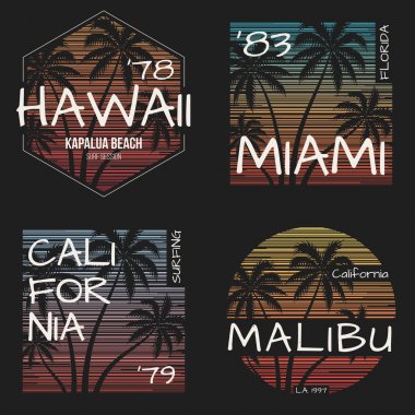 Bizden tatil t-shirt tasarımları ayarlayın. Vektör çizim.