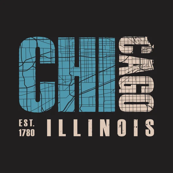 Camiseta de Chicago Illinois impresa. Ilustración vectorial . — Archivo Imágenes Vectoriales