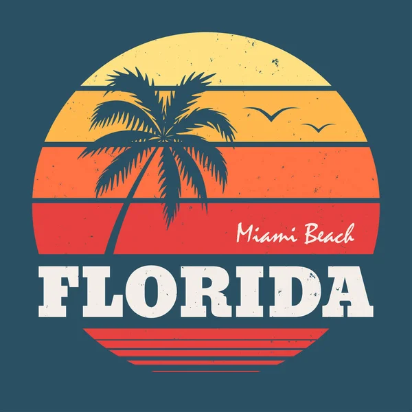 Florida Miami Beach tee baskı — Stok Vektör