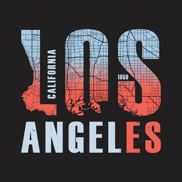 Los Angeles, Kalifornie tričko tisk. Vektorové ilustrace. — Stockový vektor