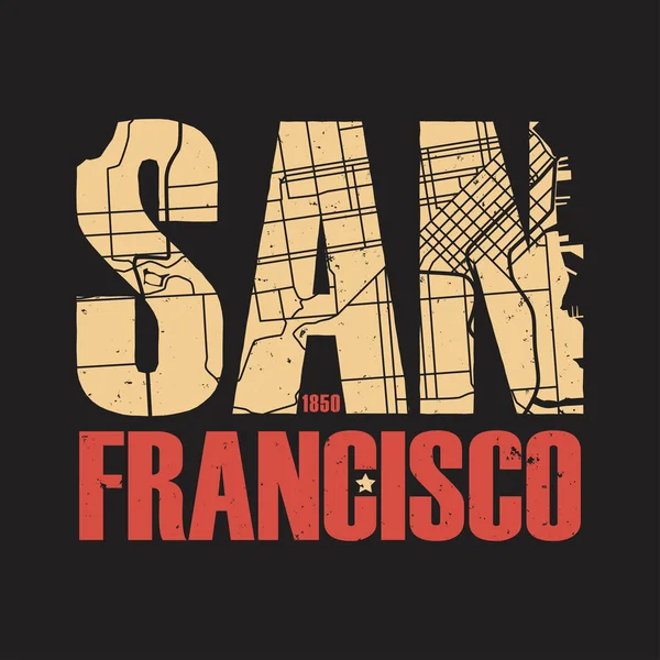 San Francisco Kalifornien Tee Print. Vektorillustration. — Stockvektor