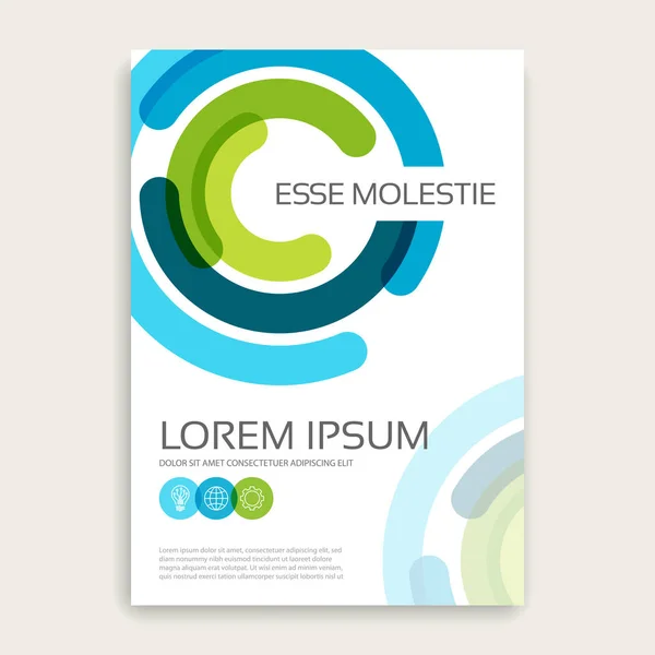 Informe anual folleto diseño cubierta con semirings multicolores — Vector de stock