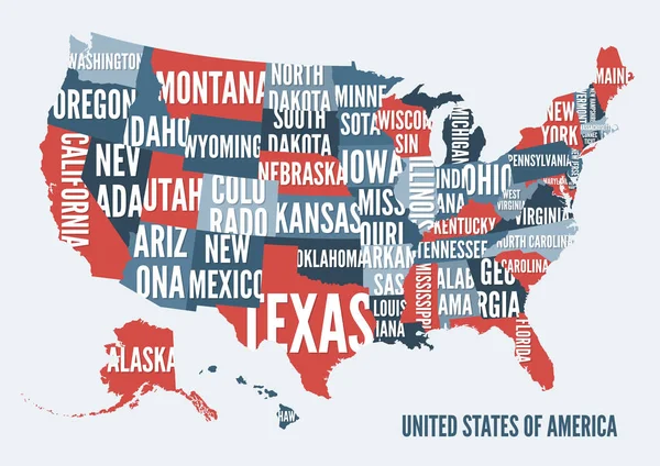 Estados Unidos de América mapa imprimir póster diseño . — Vector de stock