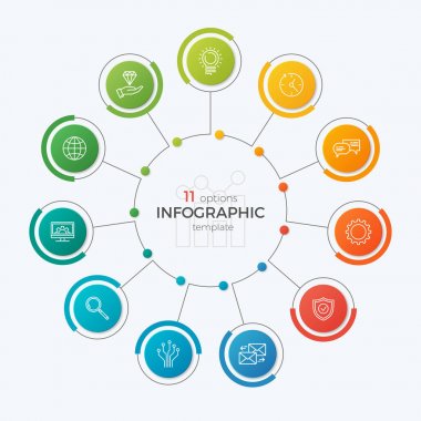Sunu daire grafik template 11 seçenekleri ile. Düzenlenebilir cha