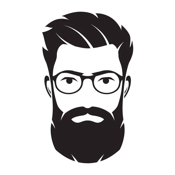 Cara de homem barbudo, personagem hipster. Ilustração vetorial . —  Vetores de Stock