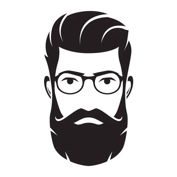 Cara de homem barbudo, personagem hipster. Ilustração vetorial . —  Vetores de Stock