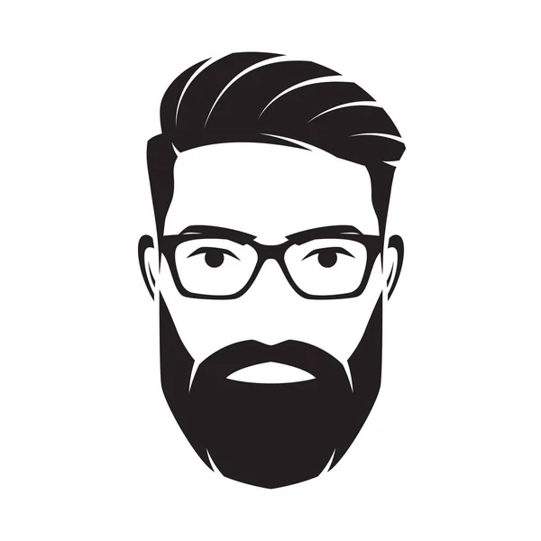 Bärtige Männer Gesicht, Hipster-Charakter. Vektorillustration. — Stockvektor