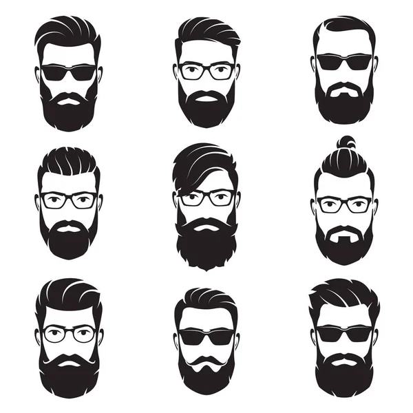 Set of vector various bearded men faces. Stock Vector Image by ©rikkyal