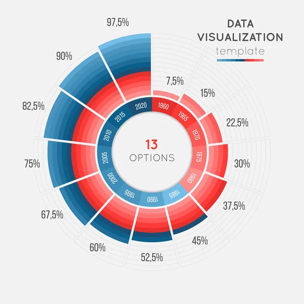 Plantilla infográfica de gráfico de círculo vectorial para visualización de datos — Archivo Imágenes Vectoriales