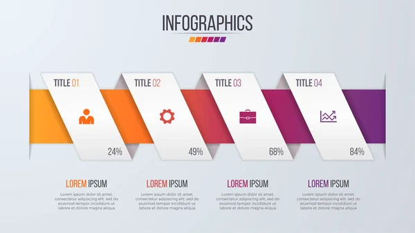 4 단계 종이 스타일 infographic 타임 라인 디자인 서식 파일. — 스톡 벡터