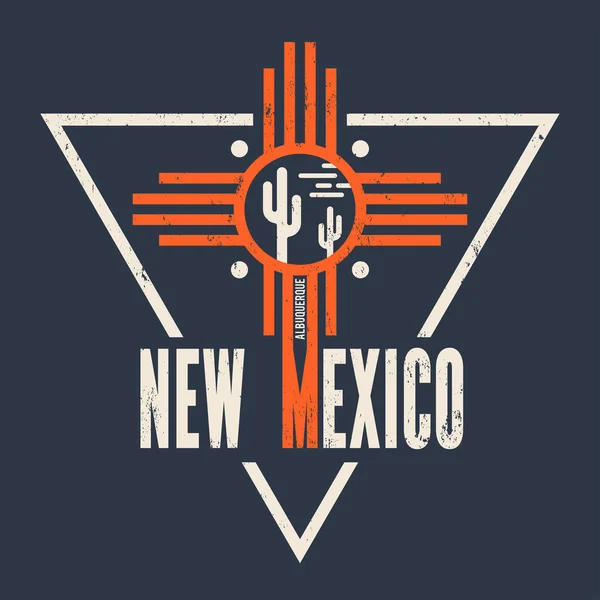 New Mexico t-shirt tasarım, baskı, tipografi, etiket. — Stok Vektör