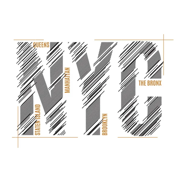 New York Tee Print. T-Shirt Design Grafik Stempel Etikett typograp — Stockvektor