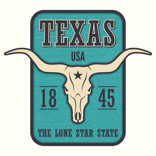 Texas state tee drukowanie z czaszki longhorn. — Wektor stockowy