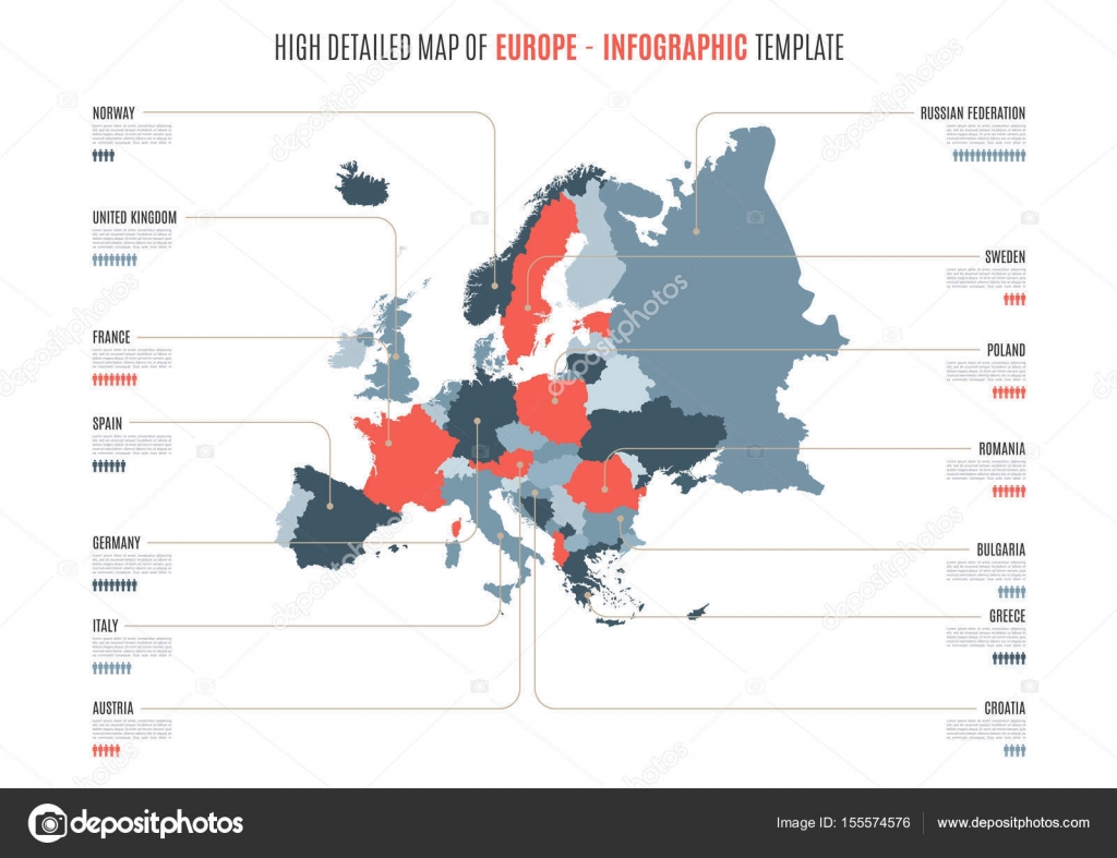high detailed map of europe vector template for infographics europe map template