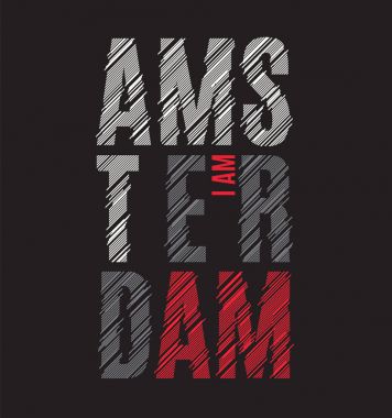 Amsterdam tee baskı. T-shirt tasarım grafik etiket tipografi damga