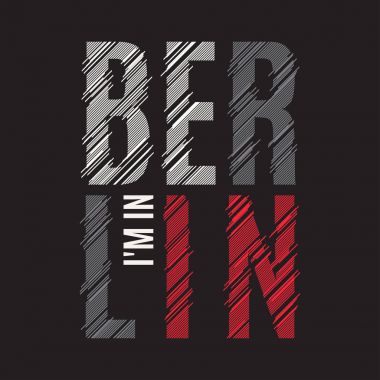 Berlin tee baskı. T-shirt tasarım grafik etiket tipografi damga