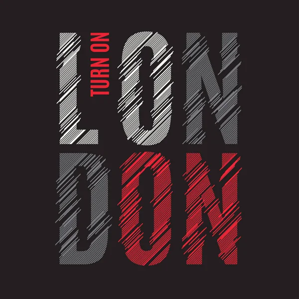 Londra tee baskı. T-shirt tasarım grafik etiket tipografi damga — Stok Vektör