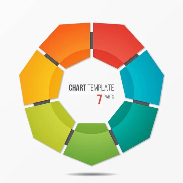 Modèle infographique coloré avec diagramme circulaire 7 options — Image vectorielle