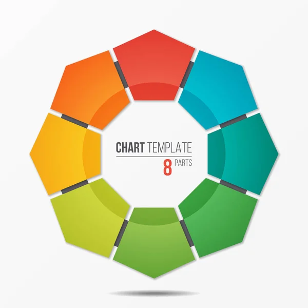 Modèle d'infographie de diagramme circulaire polygonal avec 8 parties — Image vectorielle