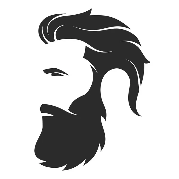 La silhouette di un uomo barbuto, stile hipster. Emblema del barbiere . — Vettoriale Stock