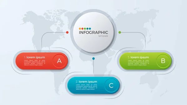 Presentazione business infografica modello con 3 opzioni. — Vettoriale Stock