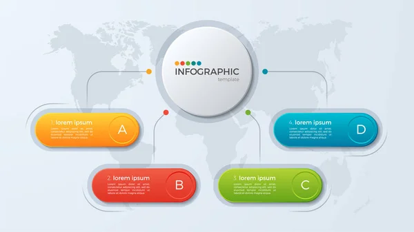 Presentazione business infografica modello con 4 opzioni. — Vettoriale Stock