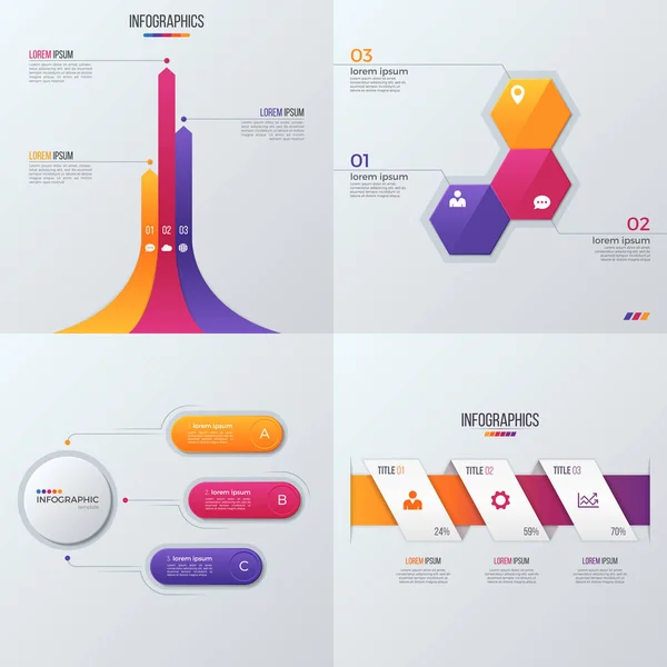 Coleção de modelos vetoriais para infográficos com 3 opções — Vetor de Stock